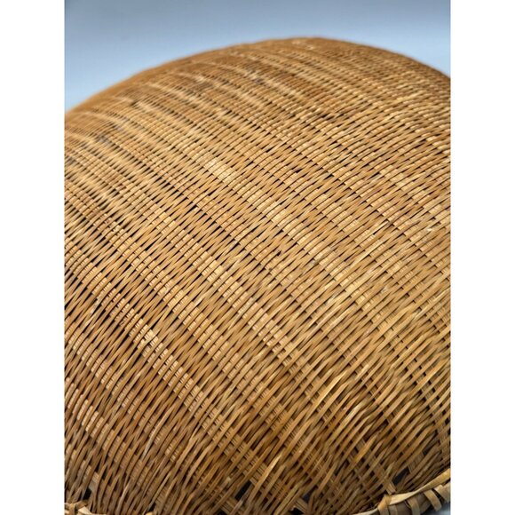 Handwoven Bamboo Basket Round Woven Serving Tray Natural Decor 15"X5"Used READ - Picture 5 of 6